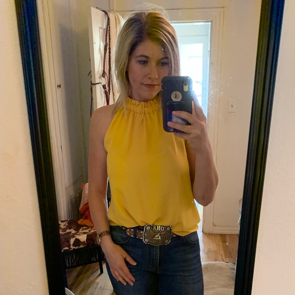 Yellow High Neck Top